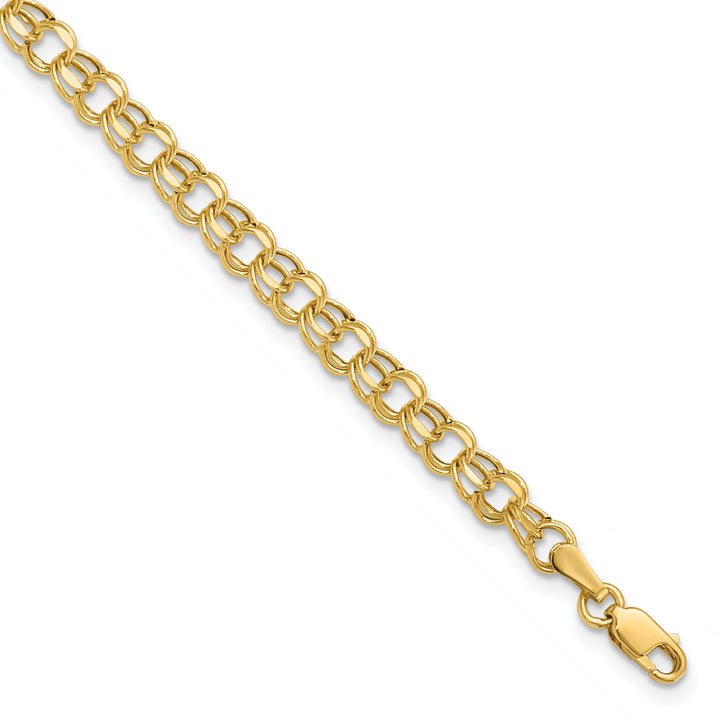 14k 7in 4.5mm Hollow Double Link Charm Bracelet