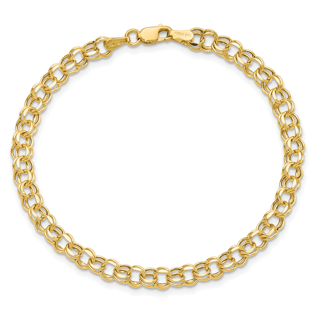 14k 7in 4.5mm Hollow Double Link Charm Bracelet