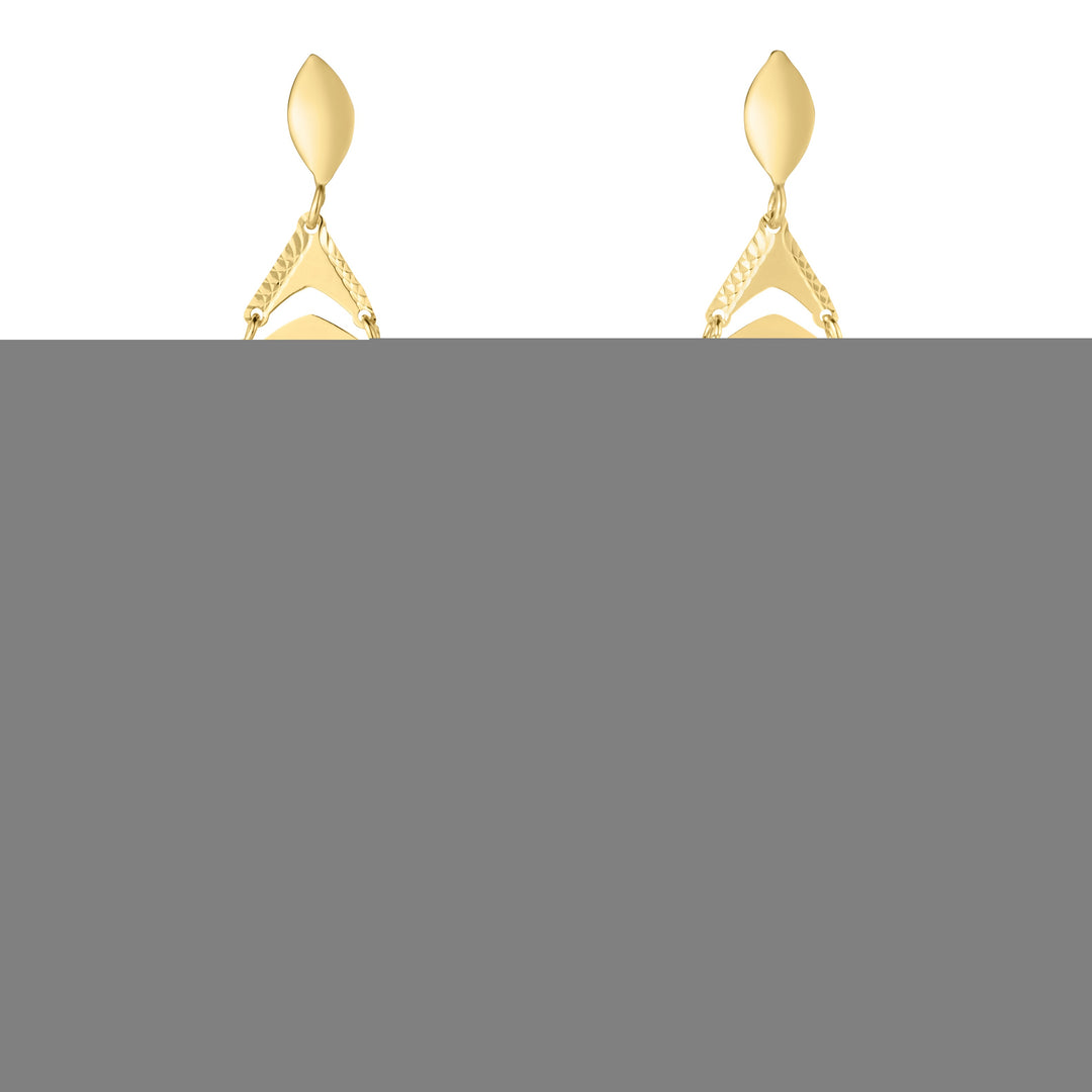 14K Gold Drop Leaf Earrings