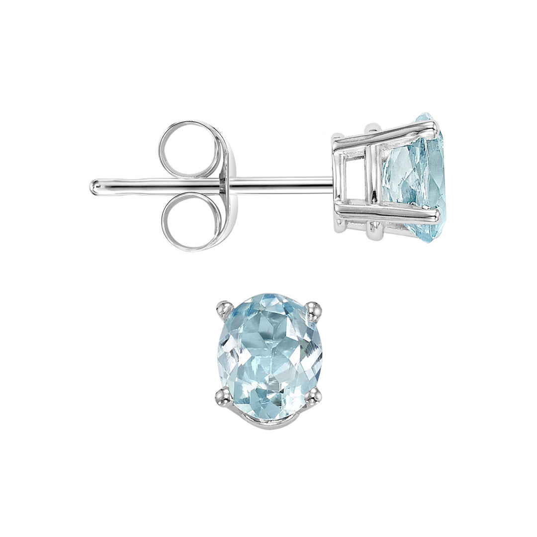 14Kt White Gold Aquamarine 7/8Ctw Earring