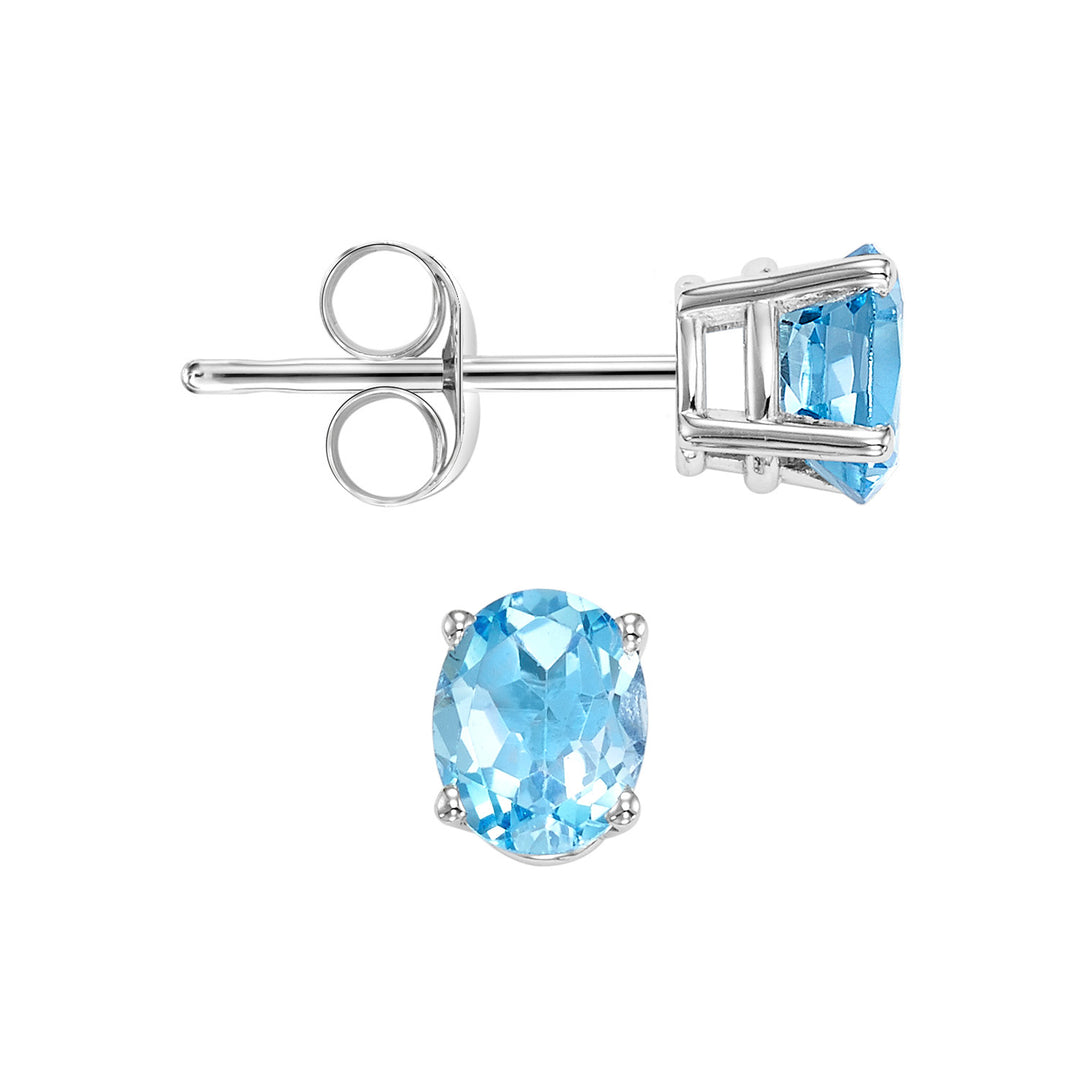 14Kt White Gold Blue Topaz 7/8Ctw Earring