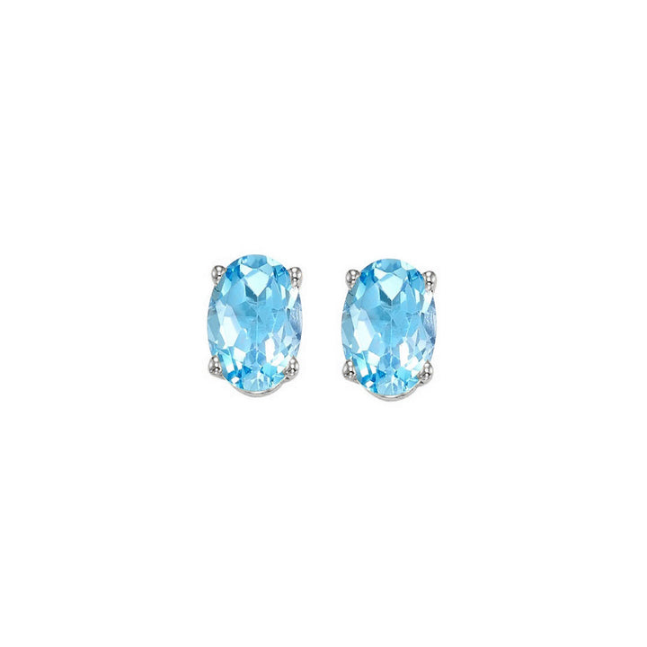 14Kt White Gold Blue Topaz 7/8Ctw Earring