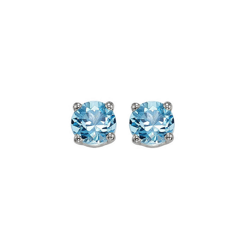 14Kt White Gold Blue Topaz 1Ctw Earring