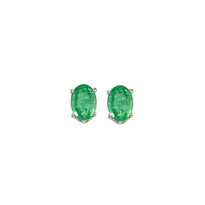 14Kt White Gold & Emerald 7/8Ctw Earring
