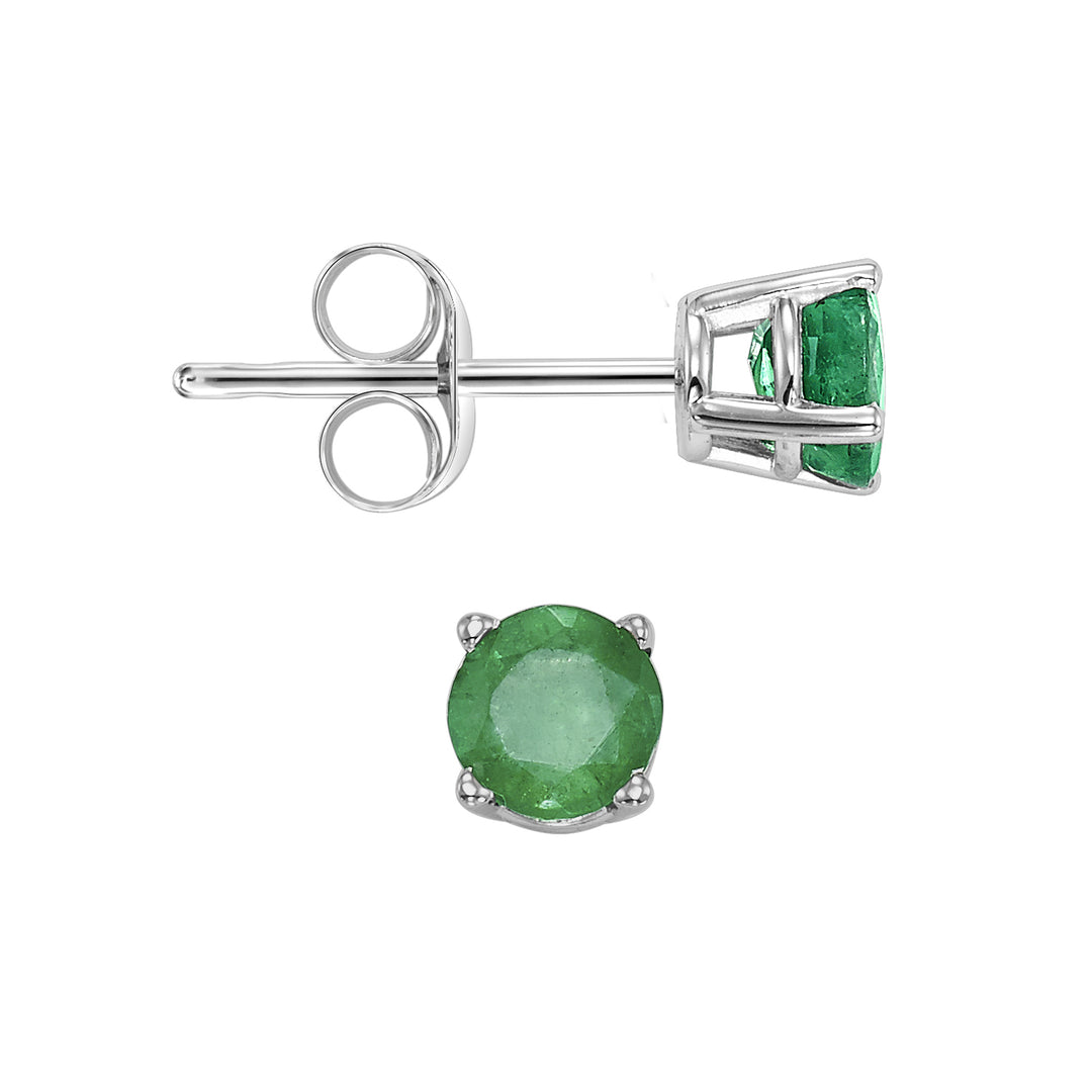 14Kt White Gold & Emerald 1/5Ctw Earring