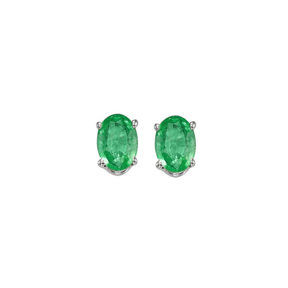 14Kt White Gold Emerald 7/8Ctw Earring