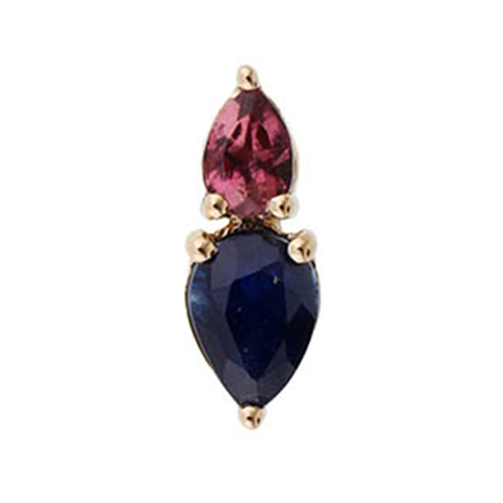 10Kt Yellow Gold Sapphire-Pink Tourmaline 1/3Ctw Earring