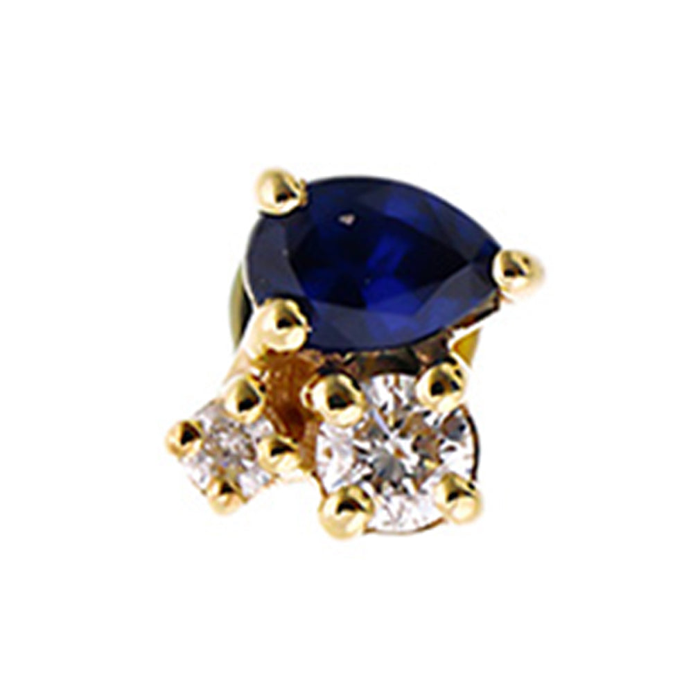 10Kt Yellow Gold Diamond 1/25Ctw & Sapphire 1/10Ctw Earring