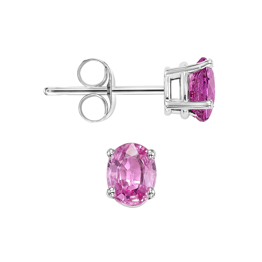 14Kt White Gold Pink Sapphire 1Ctw Earring