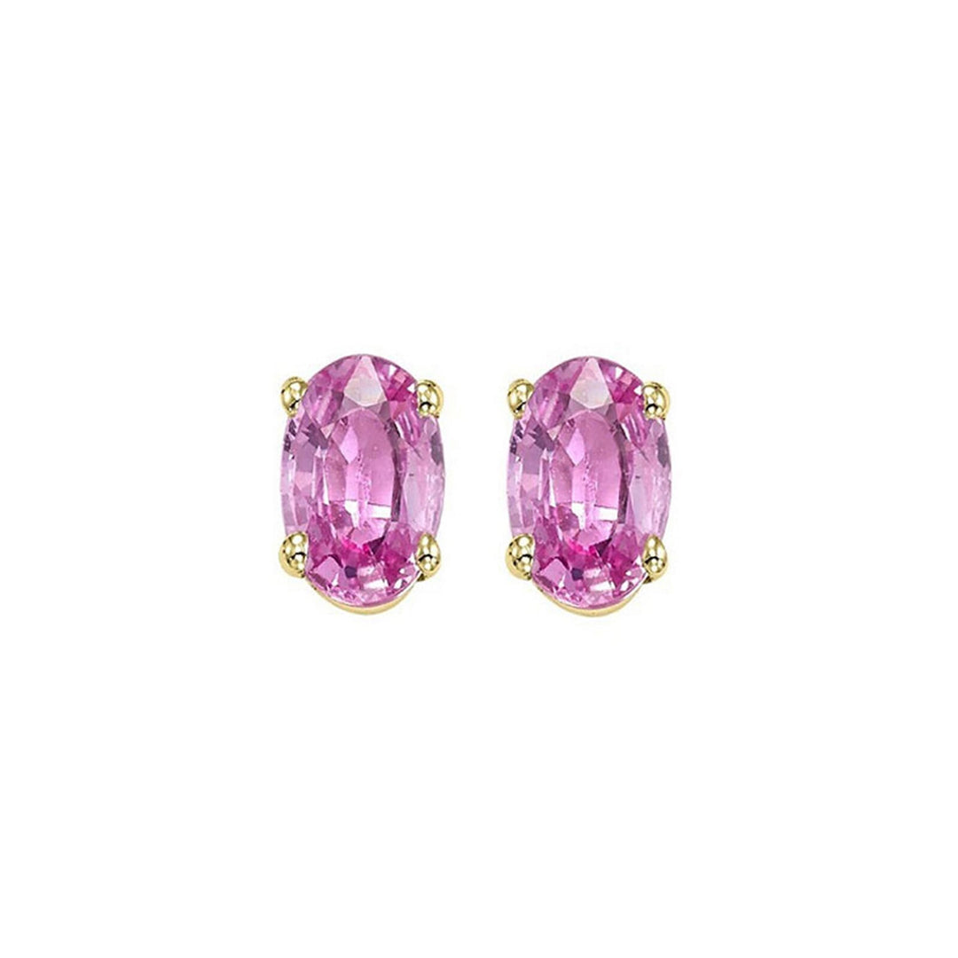14Kt Yellow Gold Pink Sapphire 1Ctw Earring