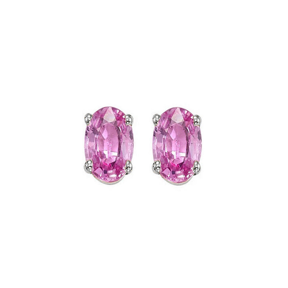 14Kt White Gold & Pink Sapphire 1Ctw Earring