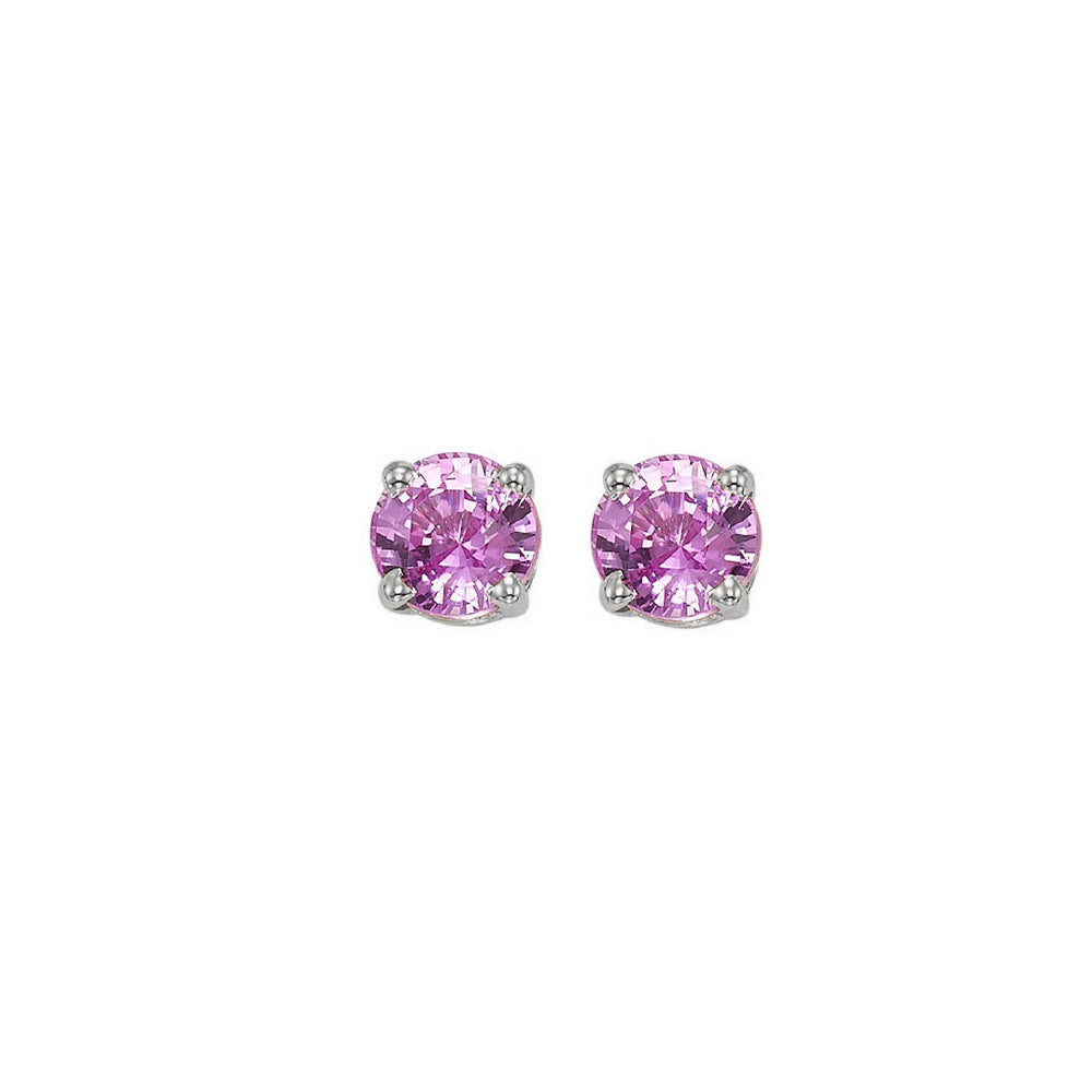14Kt White Gold & Pink Sapphire 7/8Ctw Earring