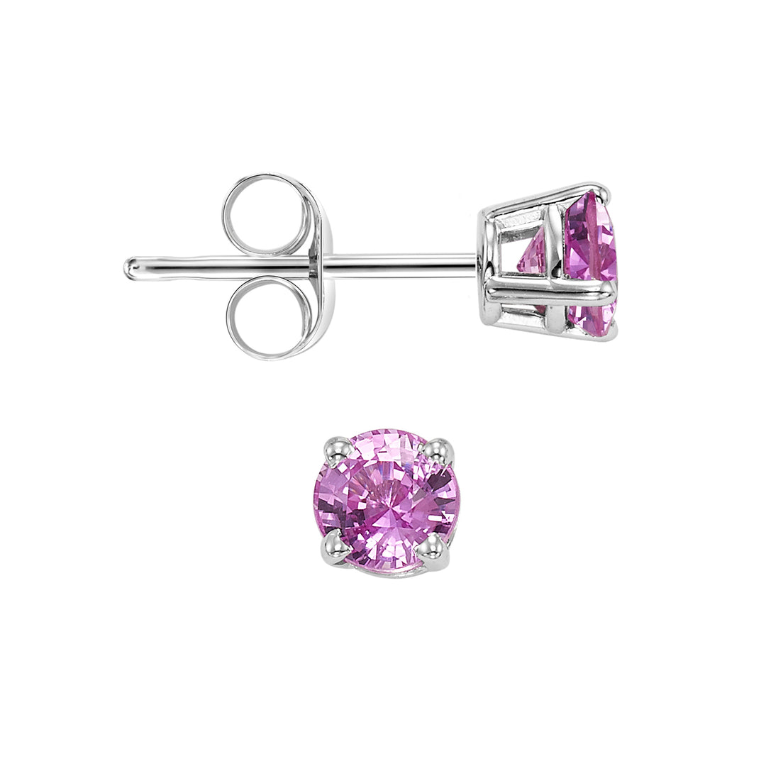14Kt White Gold & Pink Sapphire 1Ctw Earring