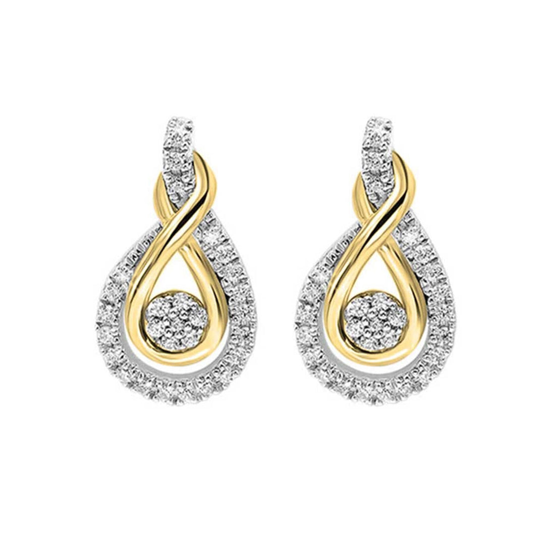 Gold Silver White Yellow Diamond 1/5Ctw Earring