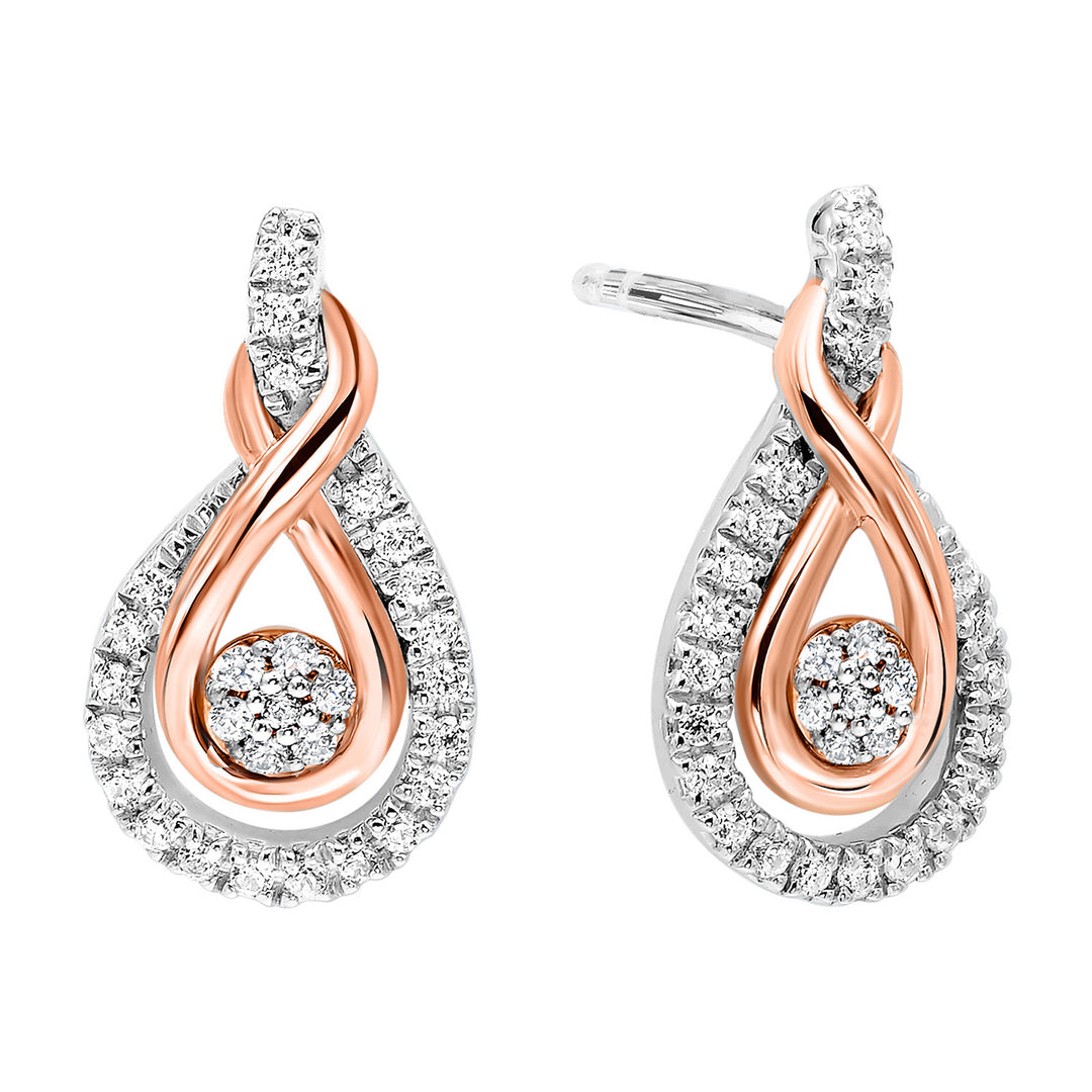 Gold Silver White Rose Diamond 1/5Ctw Earring