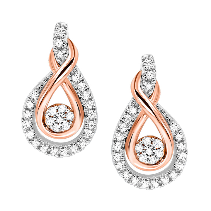 Gold Silver White Rose Diamond 1/5Ctw Earring
