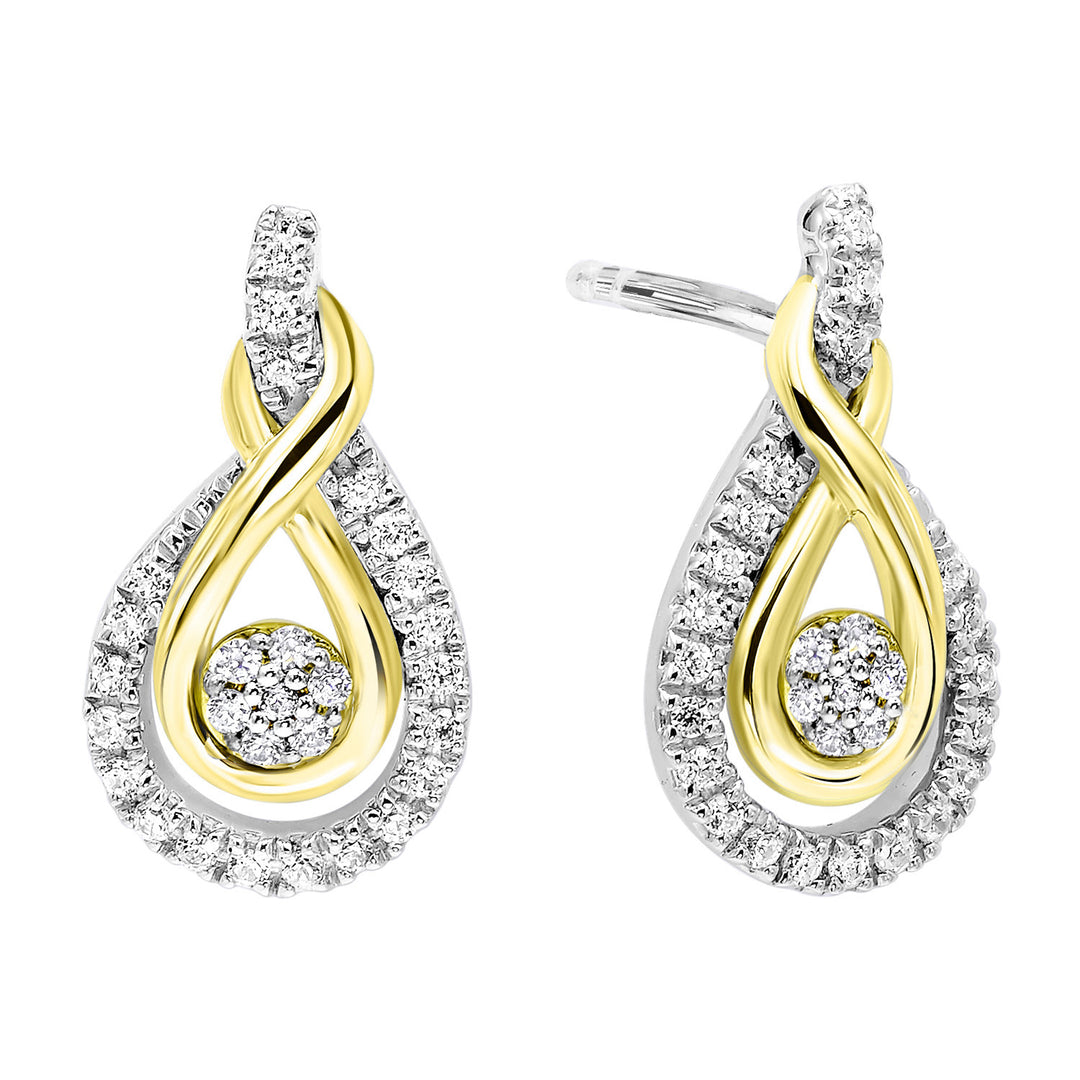 Gold Silver White Yellow Diamond 1/5Ctw Earring