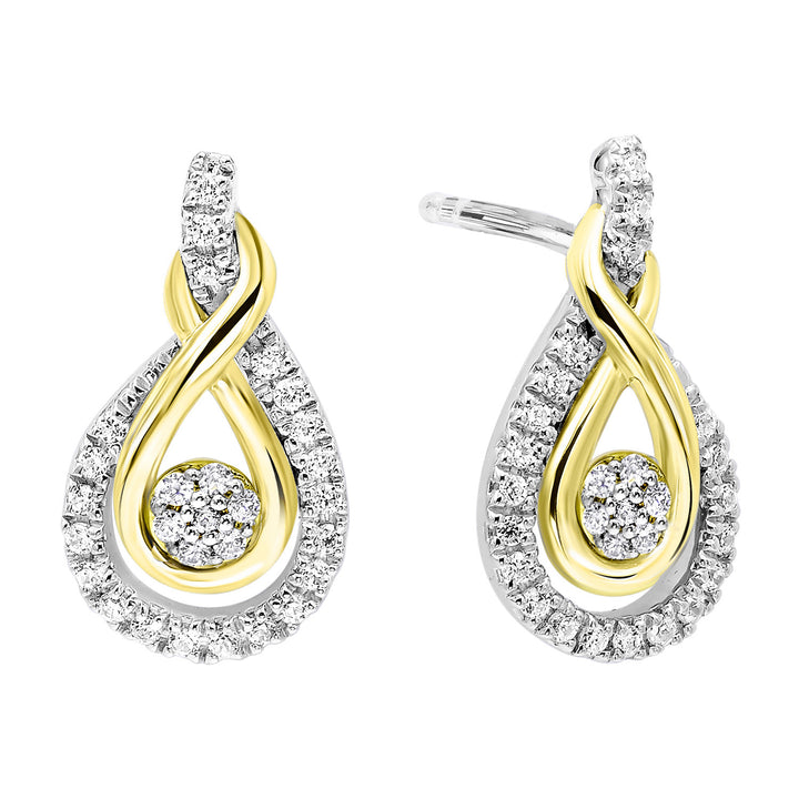 Gold Silver White Yellow Diamond 1/5Ctw Earring