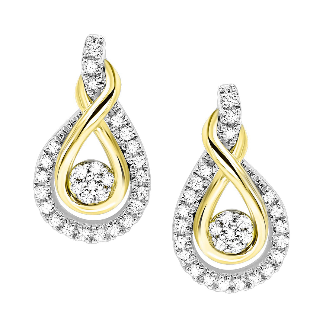 Gold Silver White Yellow Diamond 1/5Ctw Earring