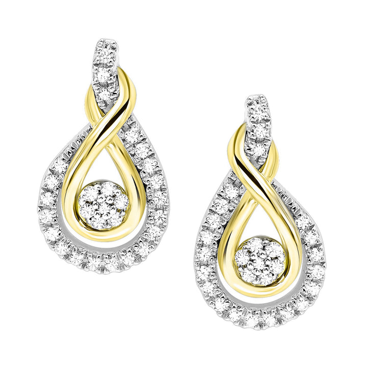 Gold Silver White Yellow Diamond 1/5Ctw Earring