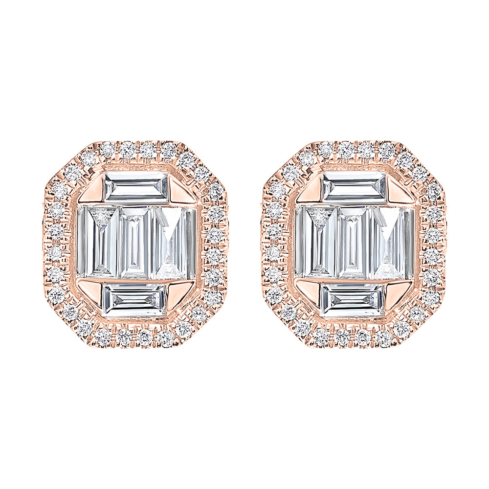 14Kt Rose Gold Diamond 3/4Ctw Earring
