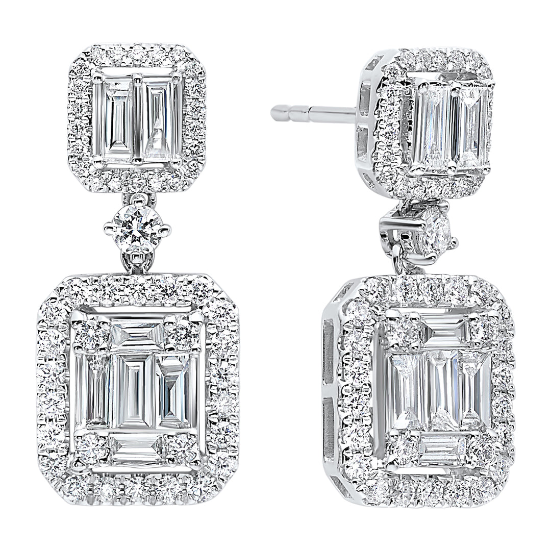14Kt White Gold Diamond 1 1/2Ctw Earring