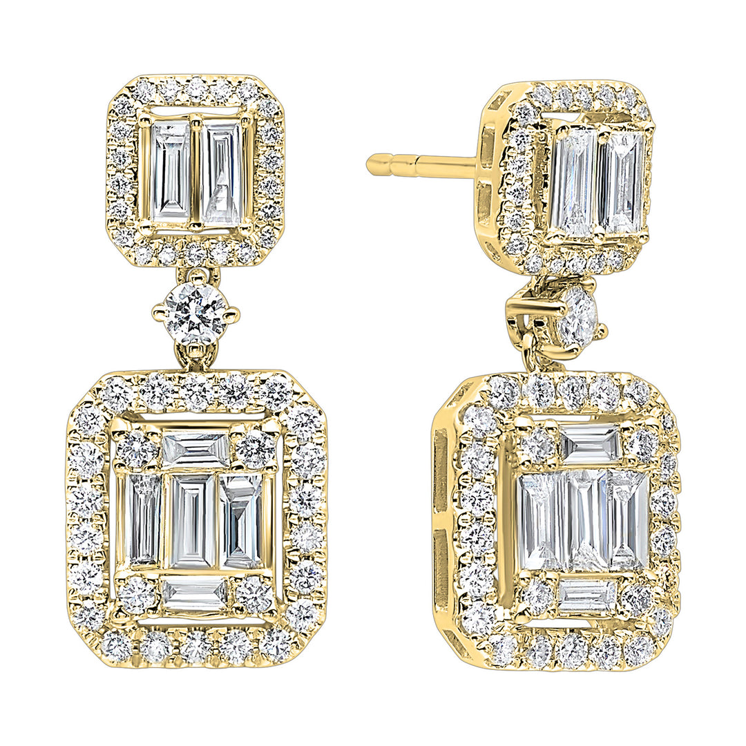 14Kt Yellow Gold Diamond 1 1/2Ctw Earring
