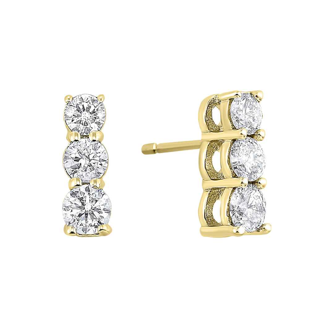 14Kt Yellow Gold Diamond 1Ctw Earring