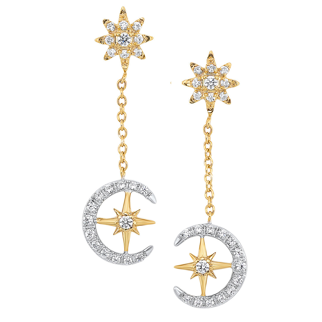 14Kt White Yellow Gold Diamond 1/4Ctw Earring
