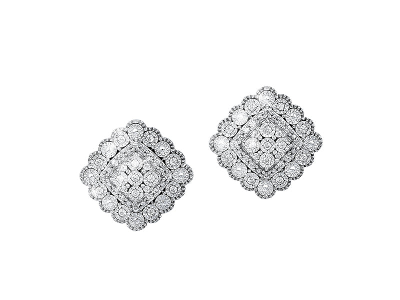 Silver Diamond 1/7Ctw Earring