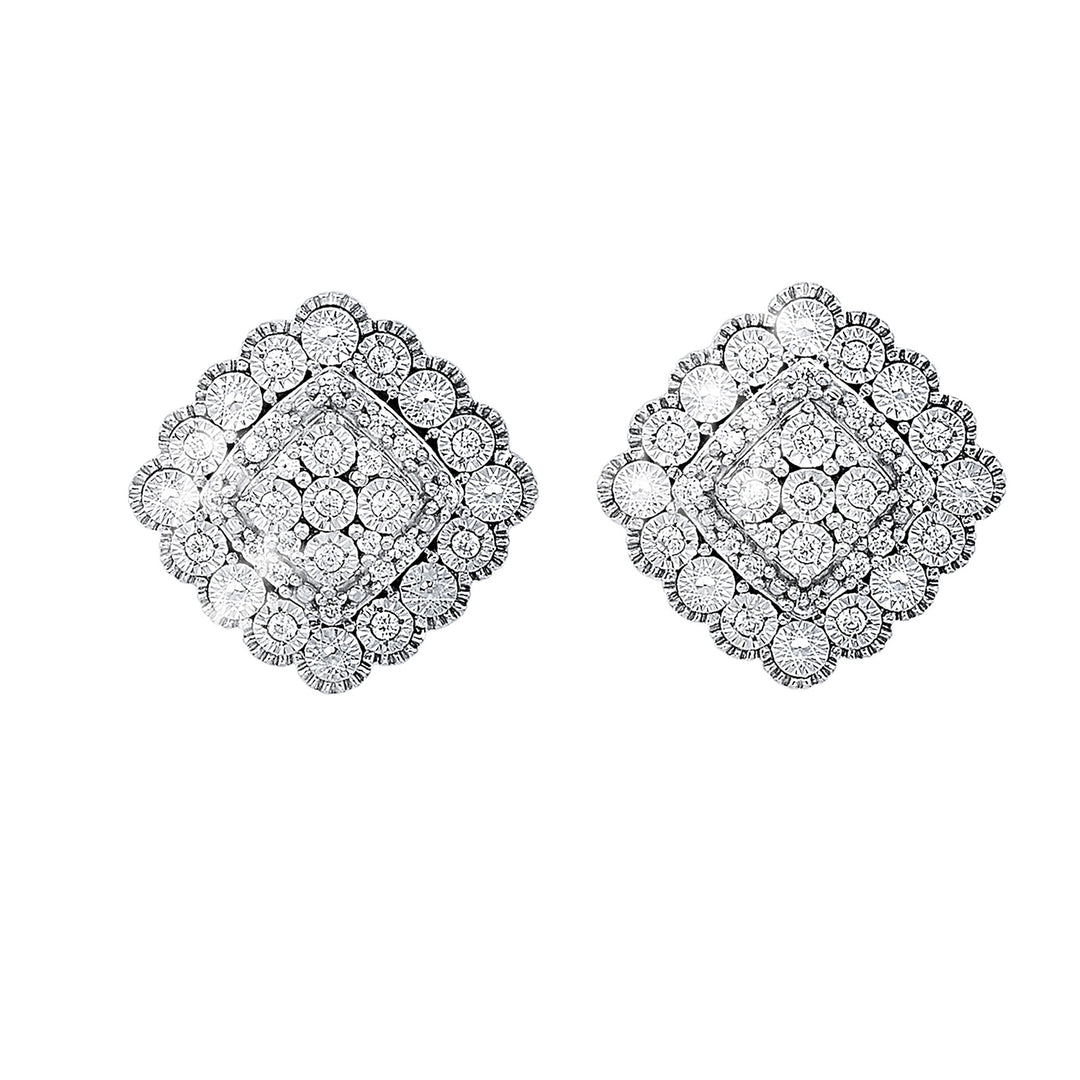 Silver Diamond 1/7Ctw Earring