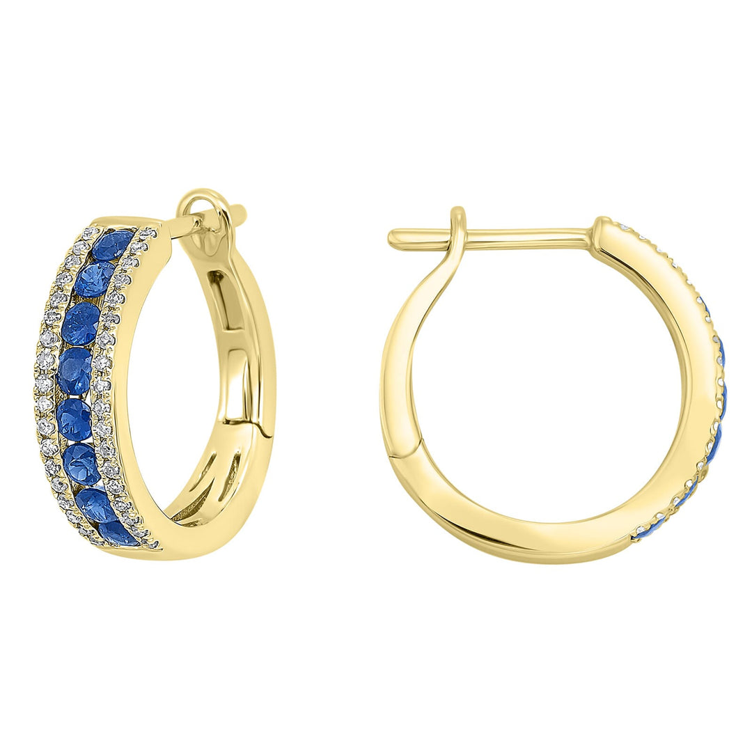 14Kt Yellow Gold Diamond 1/5Ctw & Sapphire 5/8Ctw Earring