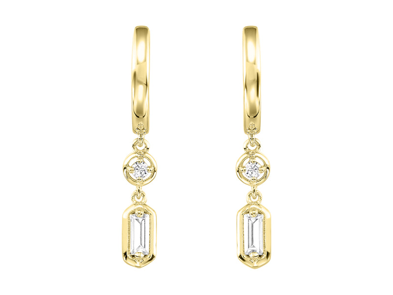 14KY diamond drop earrings,  1/7CTW-simple gold silhouette with geometric sparkle; exclusive deal pricing.