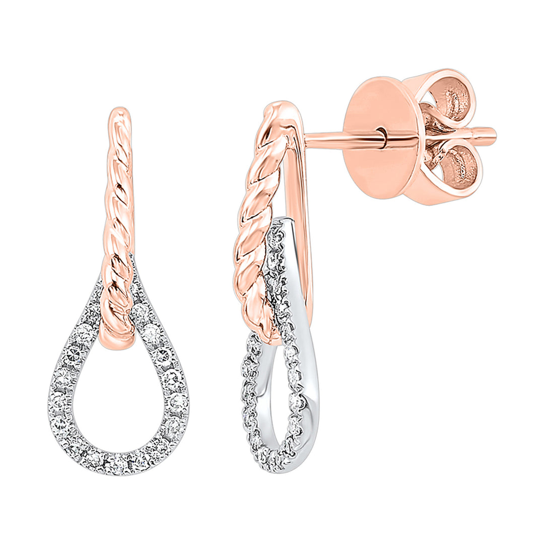 14Kt White Rose Gold Diamond 1/10Ctw Earring