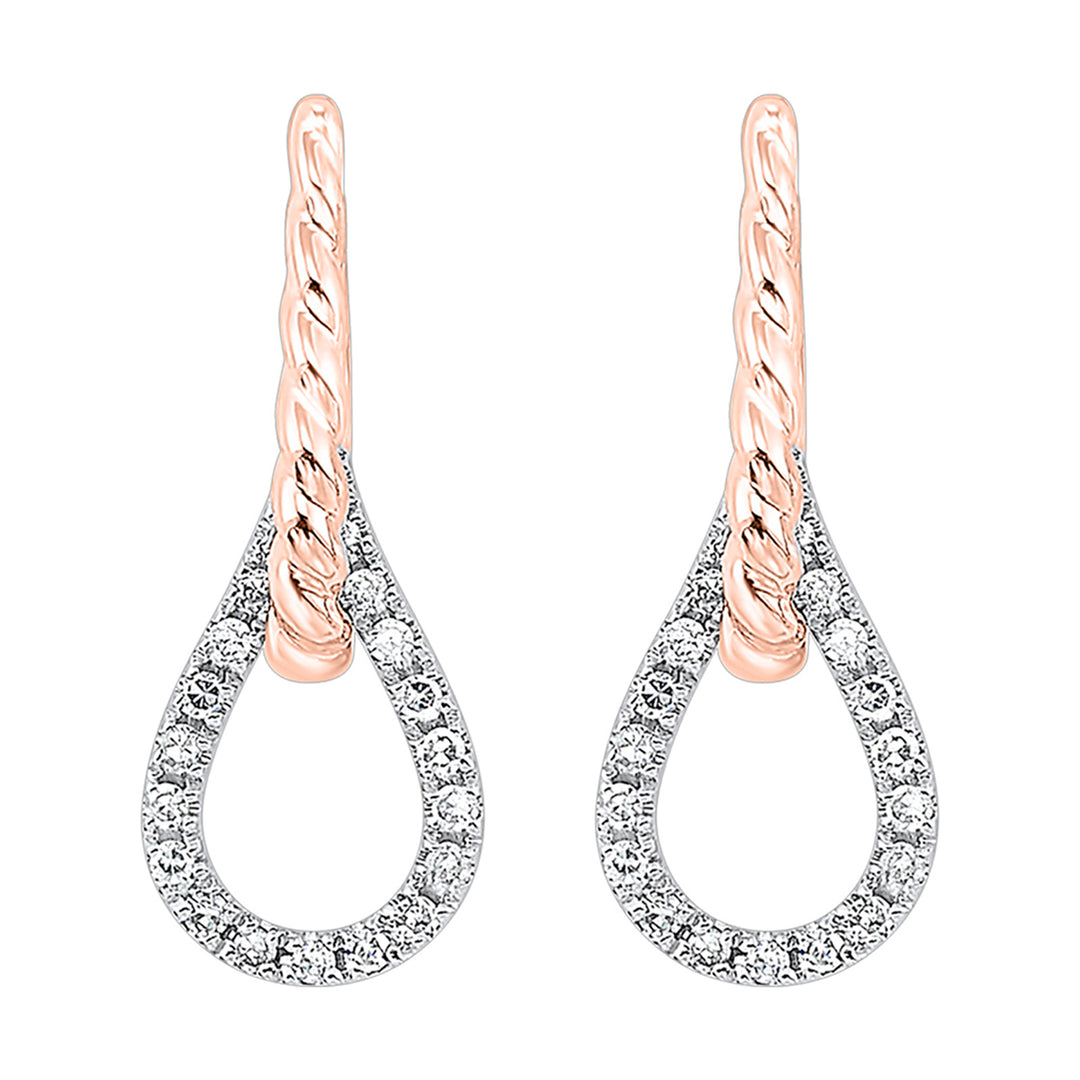 14Kt White Rose Gold Diamond 1/10Ctw Earring