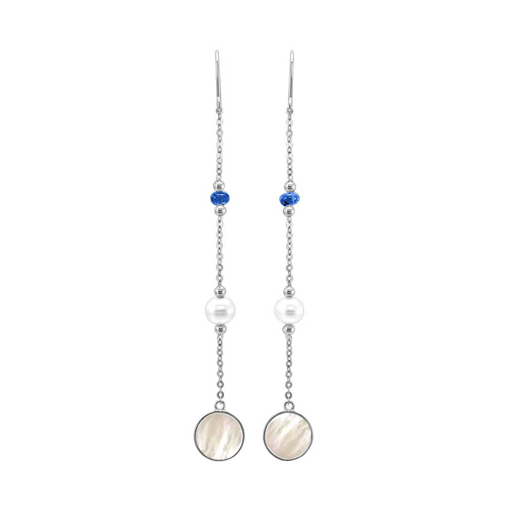 10Kt White Gold Mix Colorstone Earring