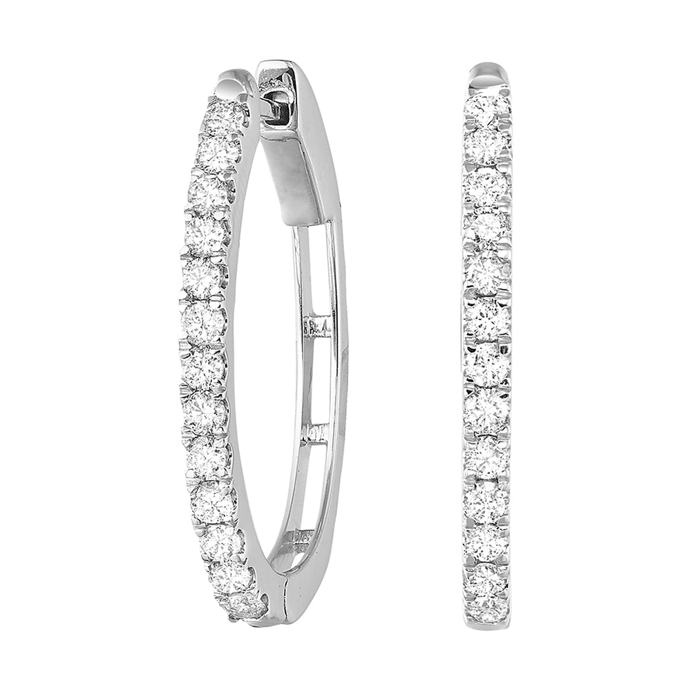 14Kt White Gold Diamond 1/4Ctw Earring (Oval Shape)