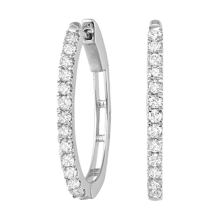 14Kt White Gold Diamond 1/2Ctw Earring (Oval Shape)