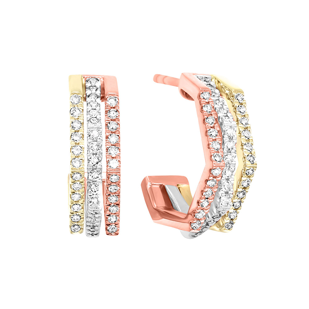 10Kt Tricolor Diamond 1/2Ctw Earring