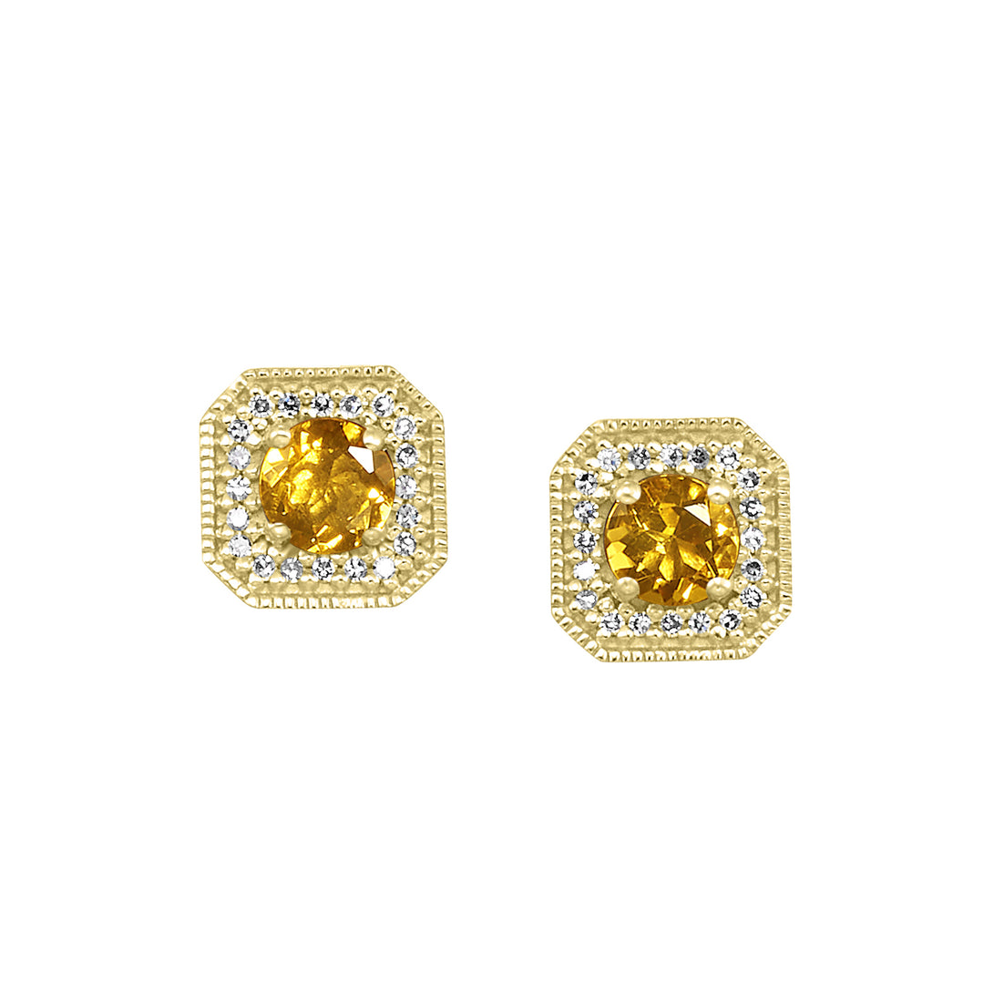 10Kt Yellow Gold Diamond 1/10Ctw & Citrine 5/8Ctw Earring