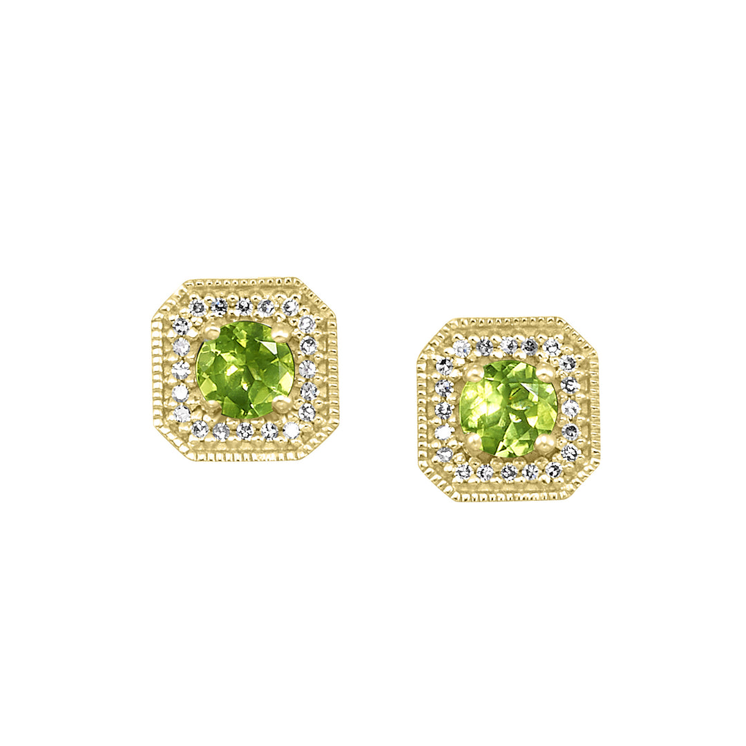 10Kt Yellow Gold Diamond 1/10Ctw & Peridot 1/2Ctw Earring