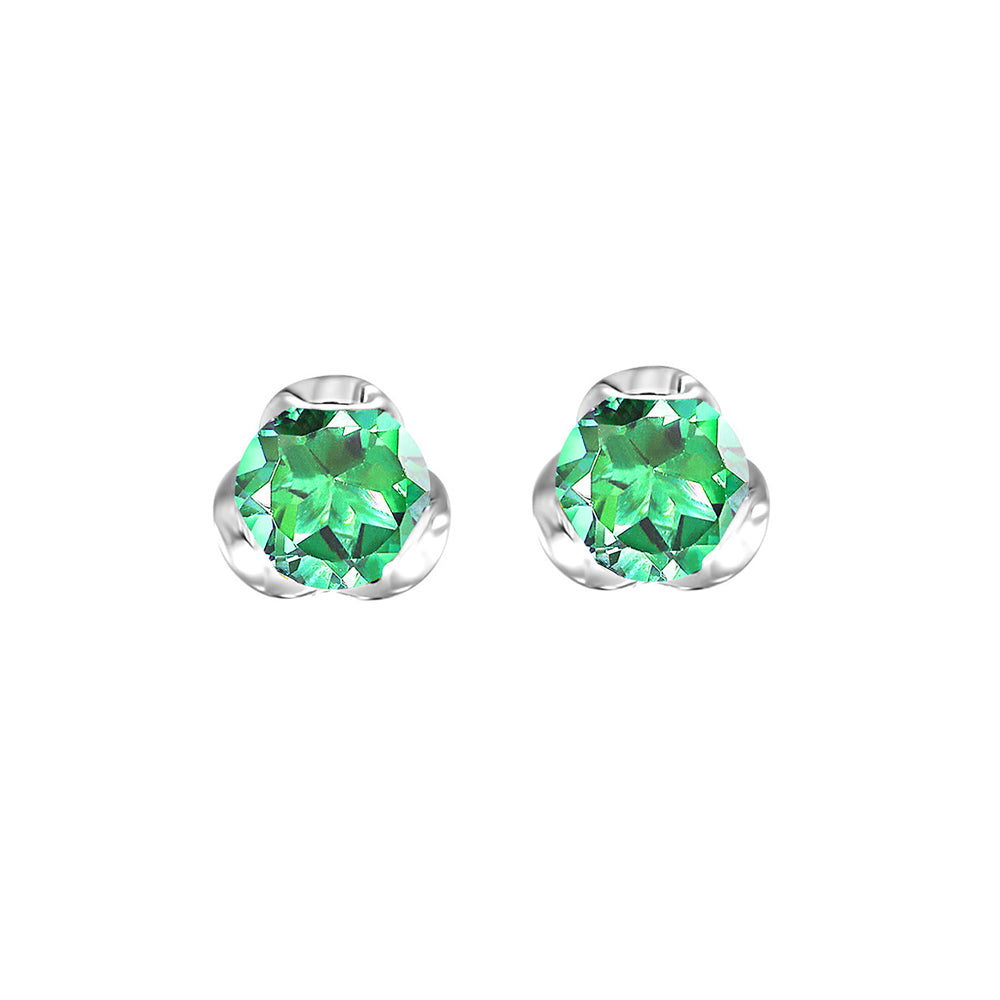 Silver Created-Emerald 1/2Ctw Earring