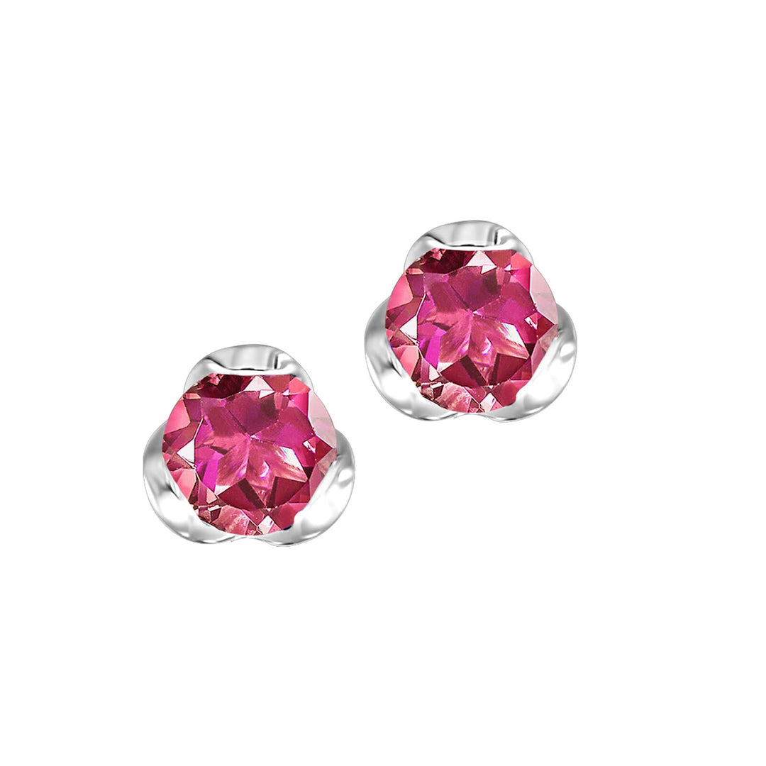Silver Created Ruby 3/4Ctw Earring