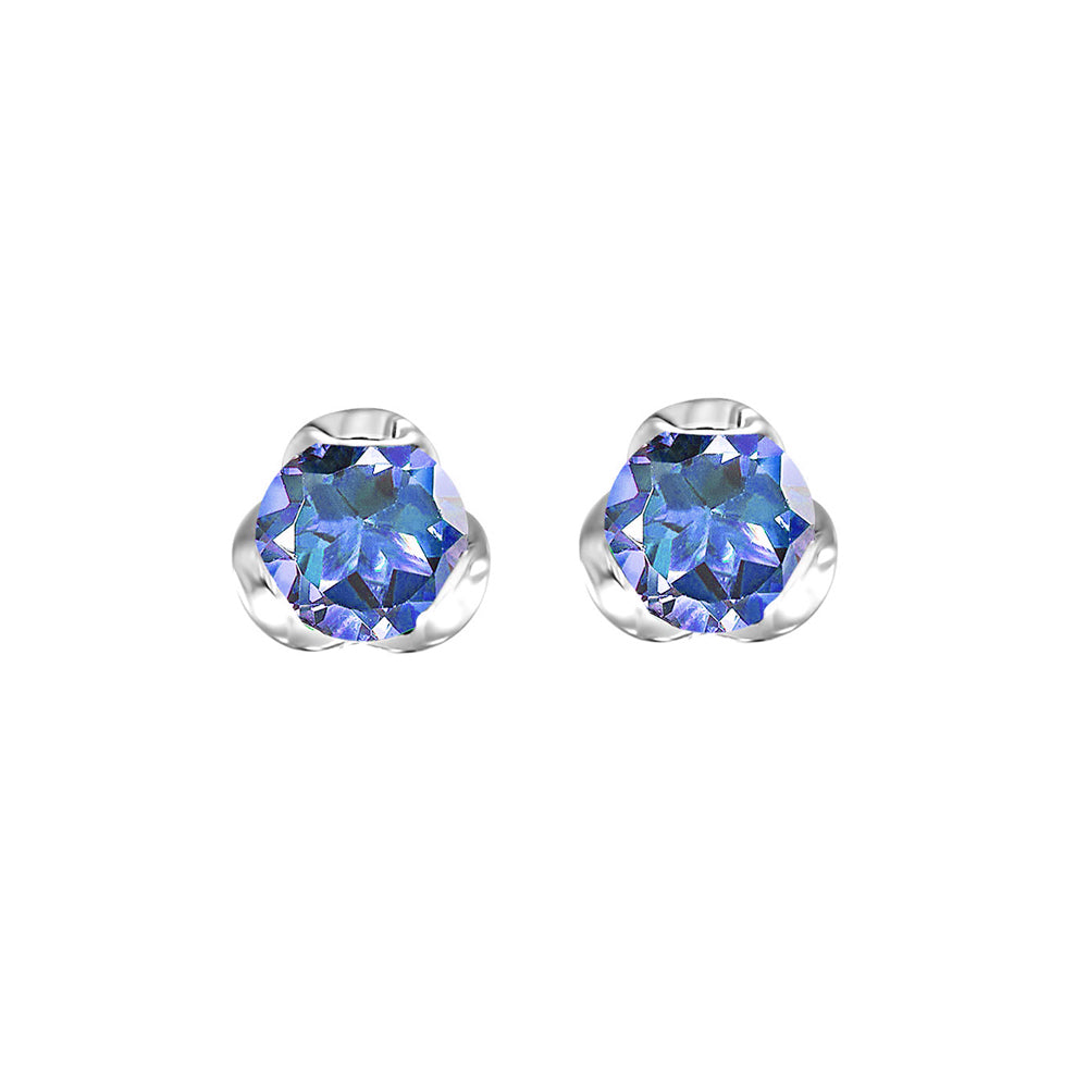 Silver Created Sapphire 3/4Ctw Earring