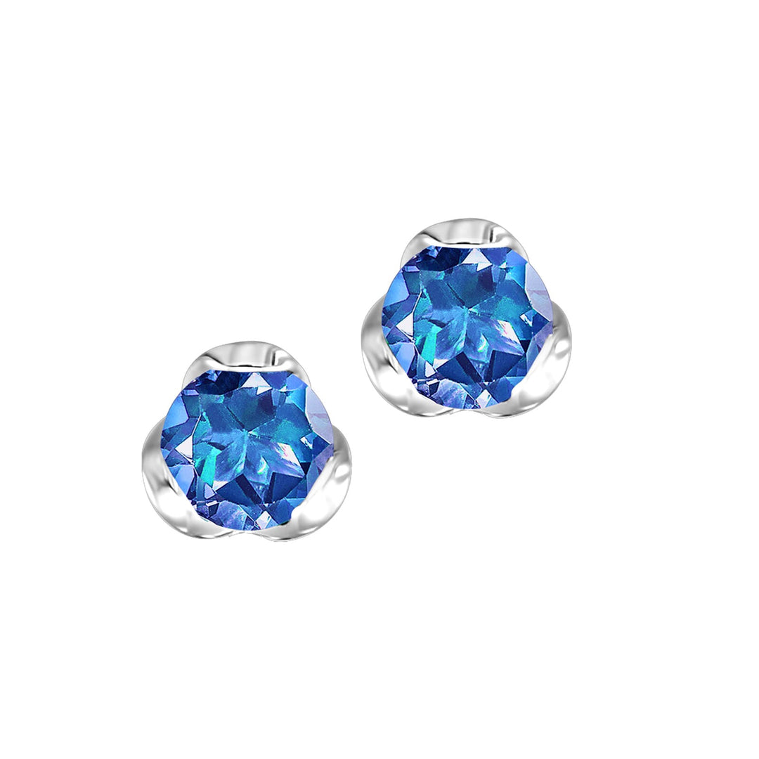 Silver Created Sapphire 3/4Ctw Earring
