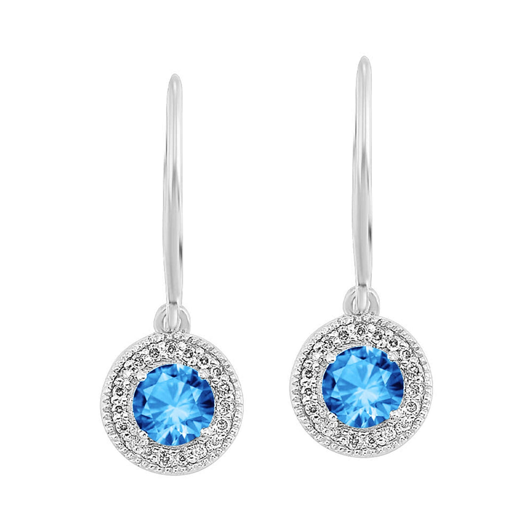 Silver Diamond 1/10Ctw & Blue Topaz 1/2Ctw Earring