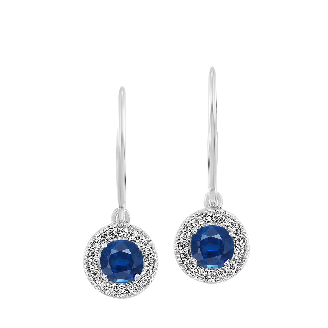 Silver Diamond 1/10Ctw & Sapphire 5/8Ctw Earring