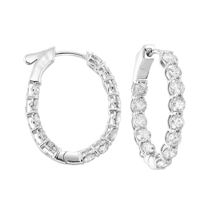 14Kt White Gold Diamond 5Ctw Earring (Oval Shape)