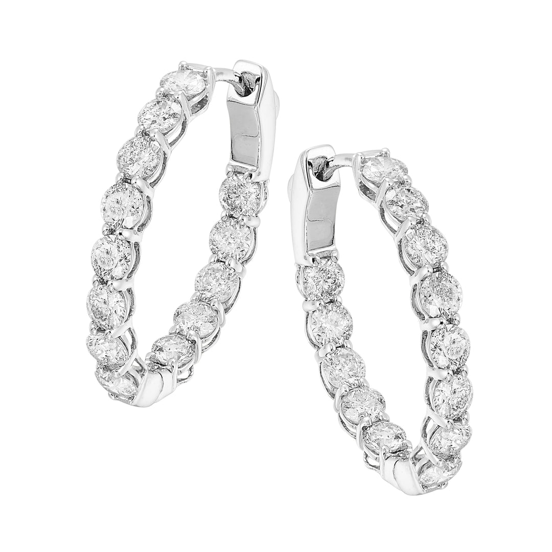 14Kt White Gold Diamond 5Ctw Earring (Oval Shape)