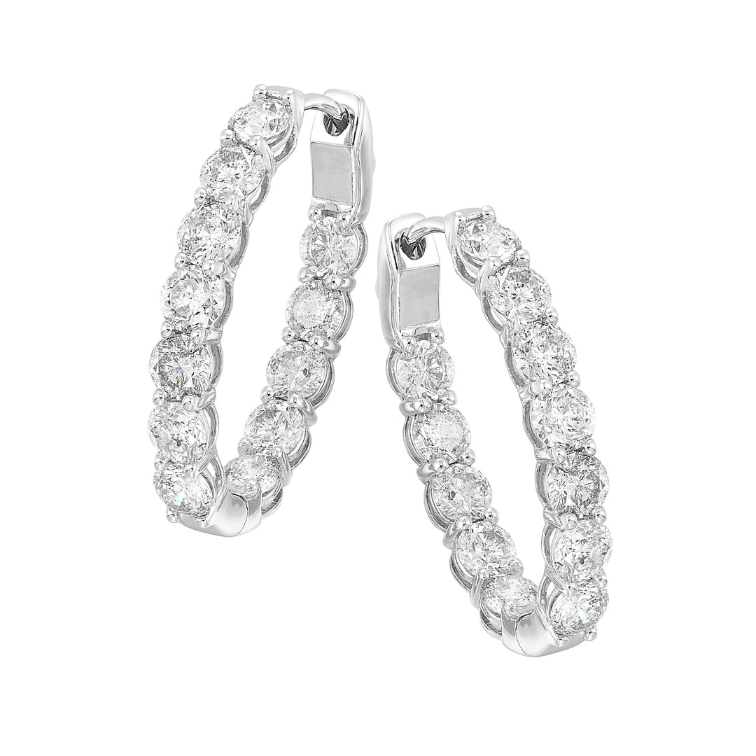 14Kt White Gold Diamond 7Ctw Earring (Oval Shape)